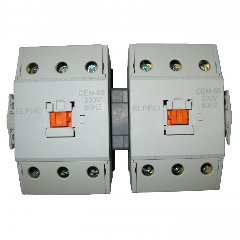 Datakom 4PRO CEM-65, 3P 65A Contactor Pair/Set with mechanical and electrical interlocking, 120 or 230VAC 50-60 Hz coils