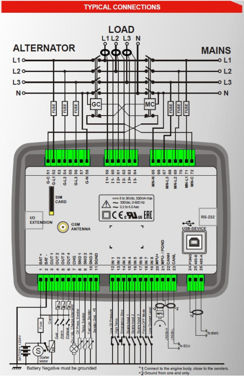 Datakom DATAKOM D-500-LITE Multifunctional Generator Controller with MPU + J1939 + RS485