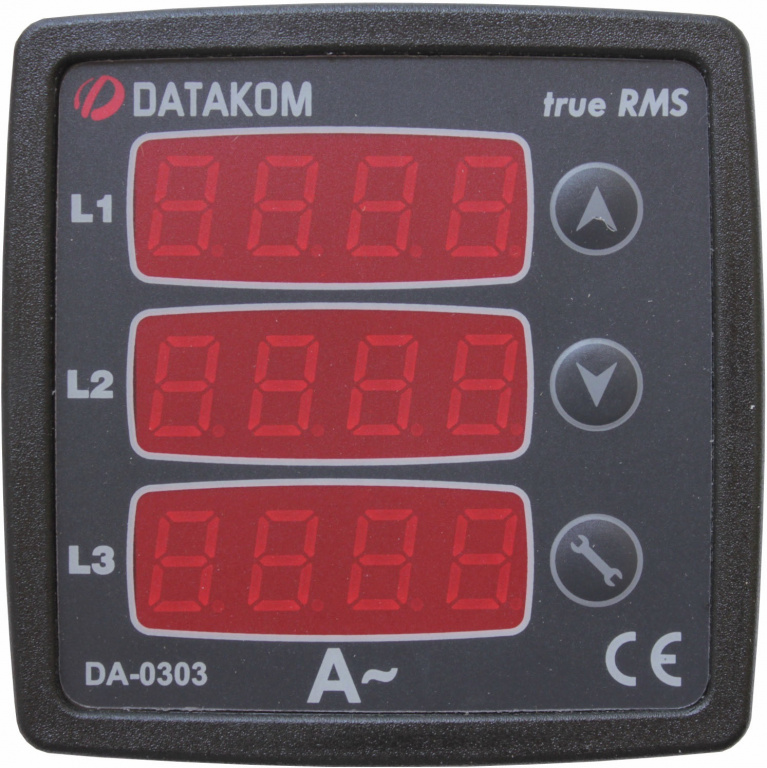 Datakom DATAKOM DA-0303 Ammeter Panel, 75-150V power supply, 3 phase, 72x72mm, 3 display