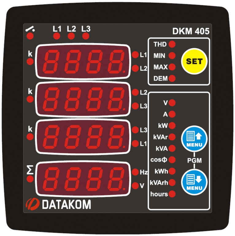 Datakom DATAKOM DKM-405-S analyser, 96x96mm, THD