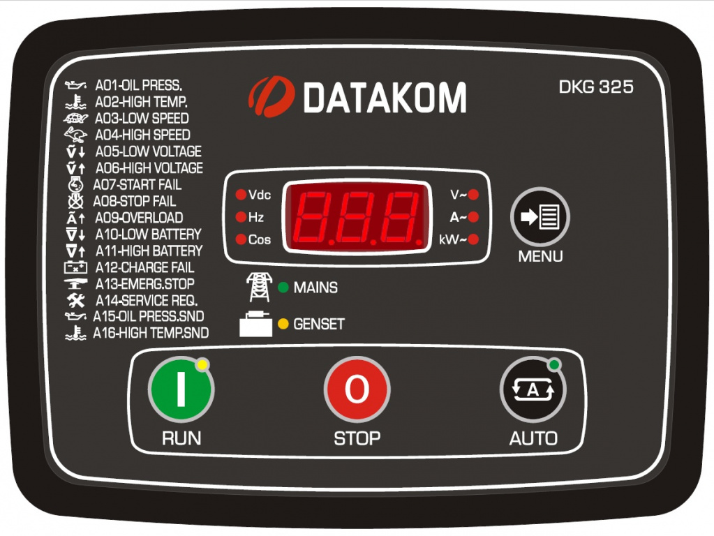 Datakom DATAKOM DKG-325 READY Genset Control Panel (up to 15 kva) with built-in charger, contactors and current transformers
