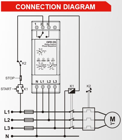 Datakom DATAKOM DPR-05 Motor Protection Controller, L-N, asymmetry 