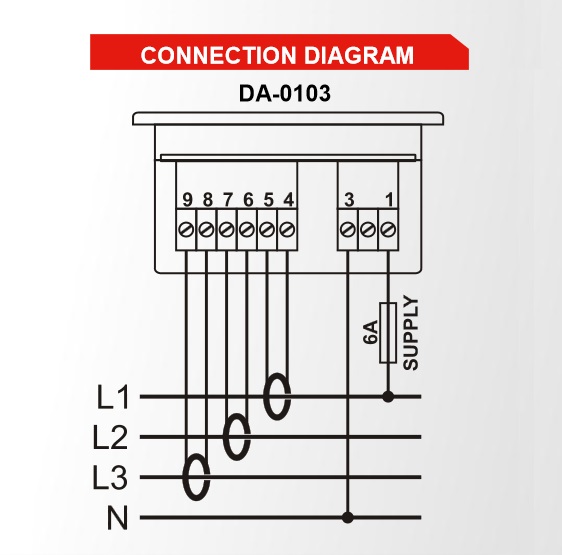 Datakom DATAKOM DA-0103 Ammeter panel, 3 phase, 72x72mm