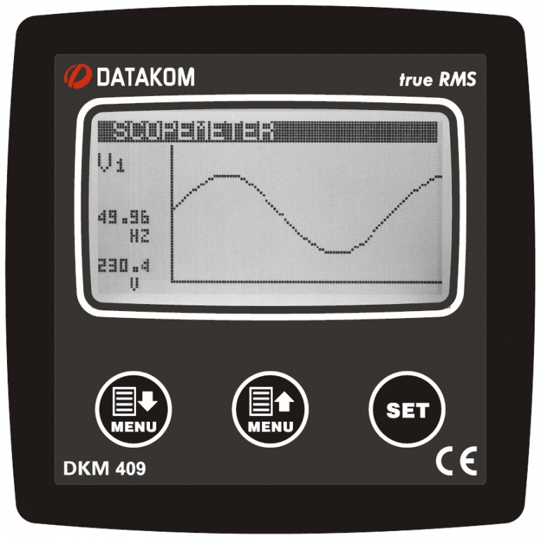 Datakom DATAKOM DKM-409-S4 grid analyser, 96x96mm, 2.9” LCD + RS485 + 31 harmonics 