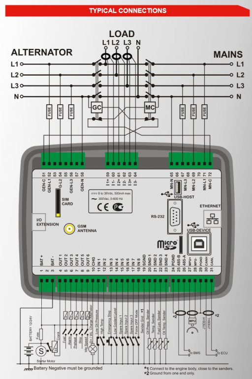Datakom DATAKOM D-500-LITE Multifunctional Generator Controller with MPU + J1939 + RS485 + GSM Modem