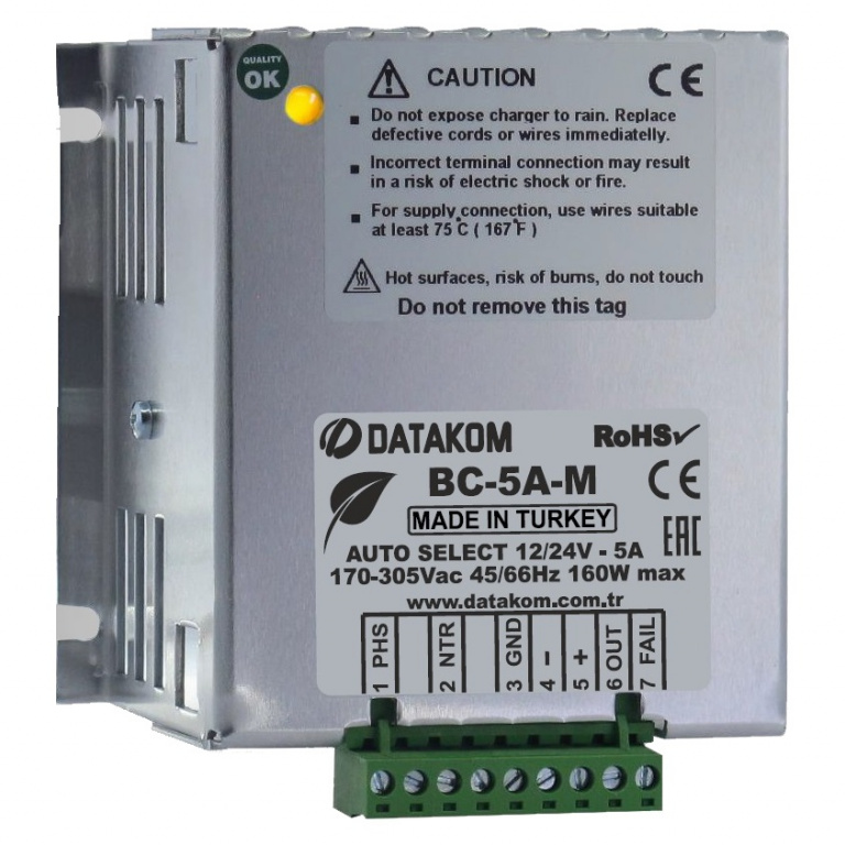 Datakom DATAKOM BC-5A-M  (Auto12V/24V, 5A)  Generator battery charger